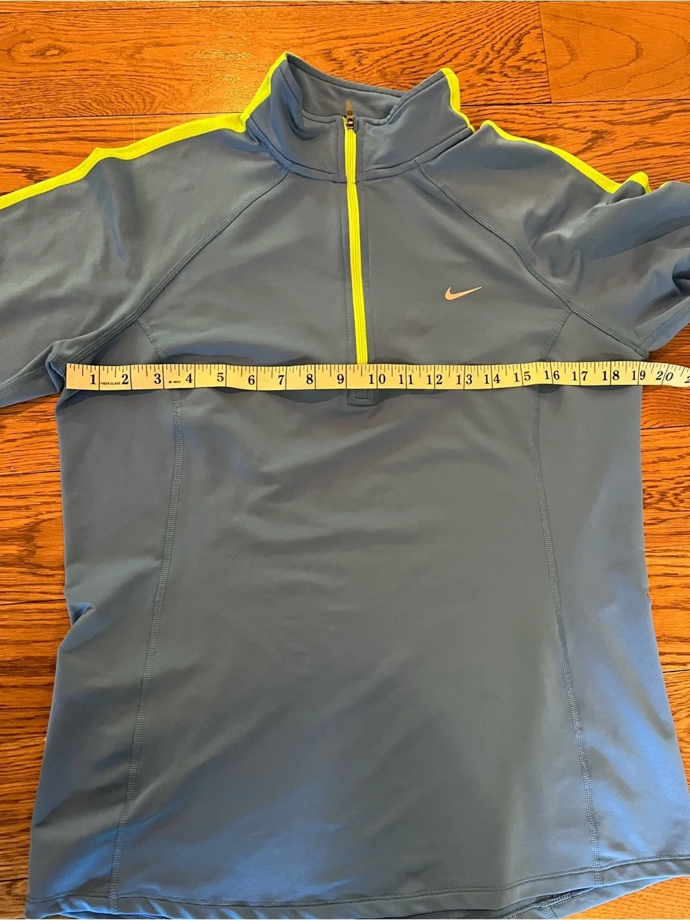 Nike Blue Half-Zip Dri-FIT Pullover with Lime Stripe